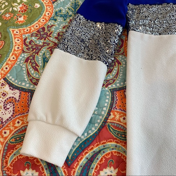 Shein contrast sequin panel colorblock longline pullover (XS) - Picture 2 of 7